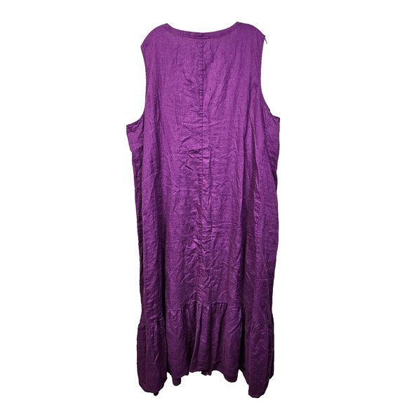 J.Jill 4X Love Linen Button Front Maxi Dress Purple Lagenlook Cottagecore V-Neck - Picture 11 of 16